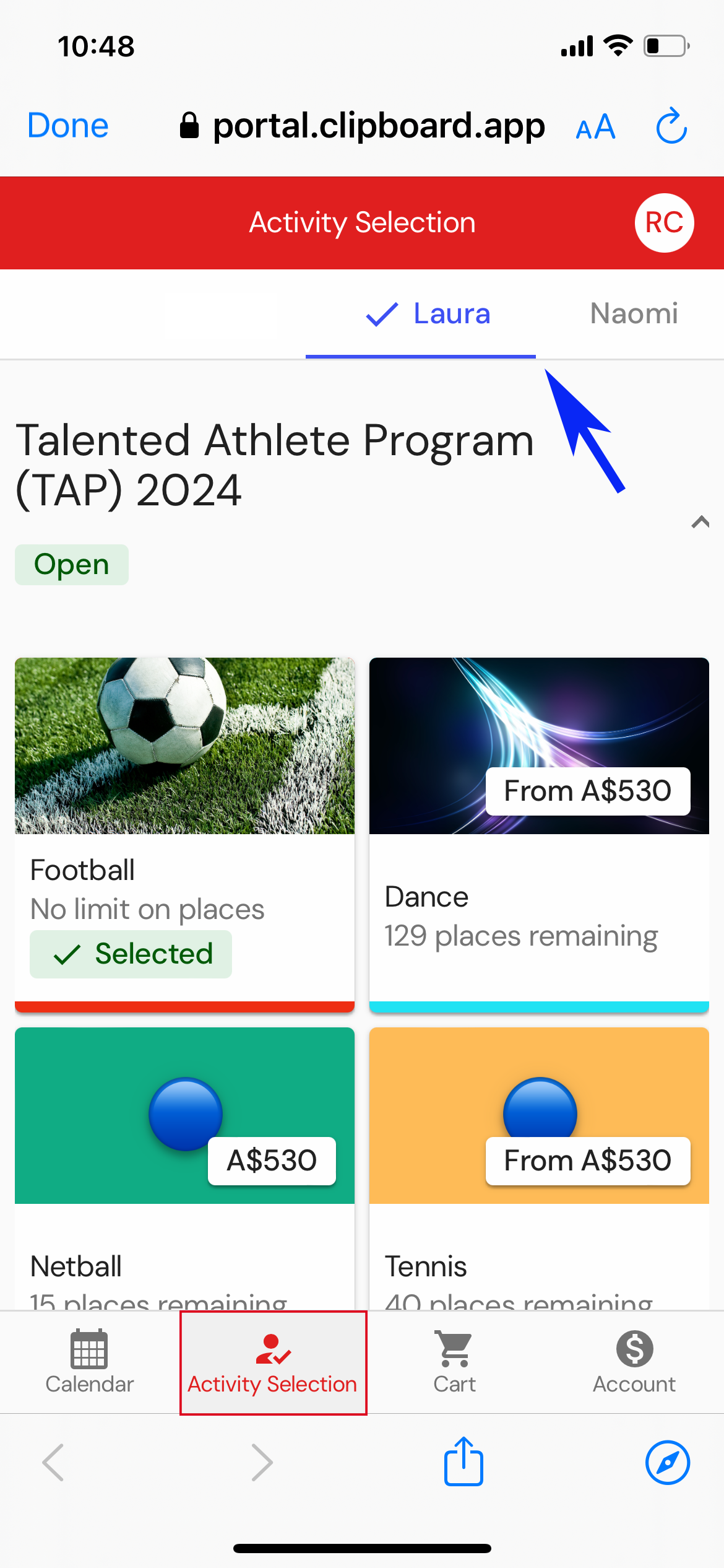 Selection Screen