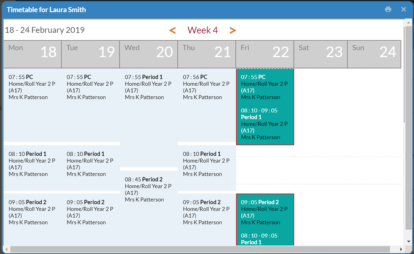 Timetable 2